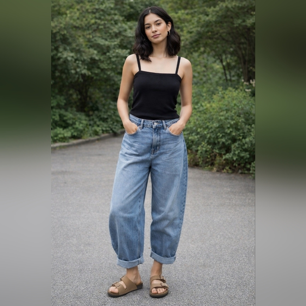 Intimately Free People Simple Square Neck Cami Tank Top Black *XS/S